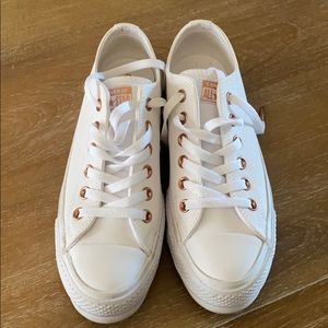 Converse platform sneakers white and rose gold